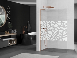 Mexen Kioto L paroi de douche Walk-in 90 x 200 cm, motif blanc, cuivre brossé - 800-090-103-65-85