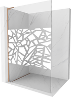 Mexen Kioto L paroi de douche Walk-in 100 x 200 cm, motif blanc, laiton brossé - 800-100-103-65-85