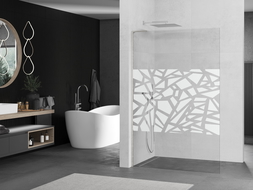 Mexen Kioto L mur de douche Walk-in 70 x 200 cm, motif blanc, nickel brossé - 800-070-103-97-85