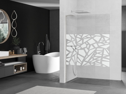 Mexen Kioto L paroi de douche Walk-in 70 x 200 cm, motif blanc, nickel brossé - 800-070-103-97-85