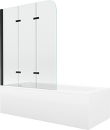 Mexen Vega baignoire rectangulaire 150 x 70 cm avec tablier et écran 3 volets 120 cm, transparent, noir - 550115070X9012037000