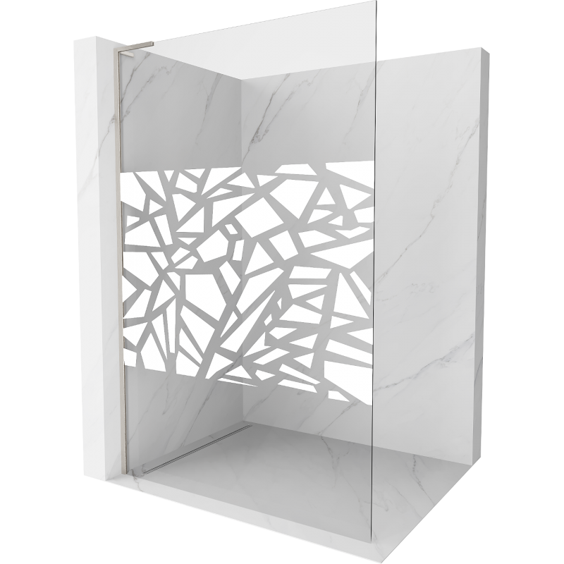 Mexen Kioto L paroi de douche Walk-in 100 x 200 cm, motif blanc, nickel brossé - 800-100-103-97-85