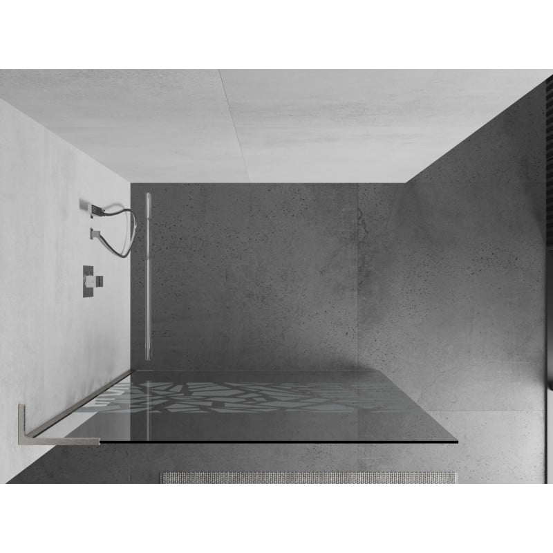 Mexen Kioto L paroi de douche Walk-in 120 x 200 cm, motif blanc, nickel brossé - 800-120-103-97-85