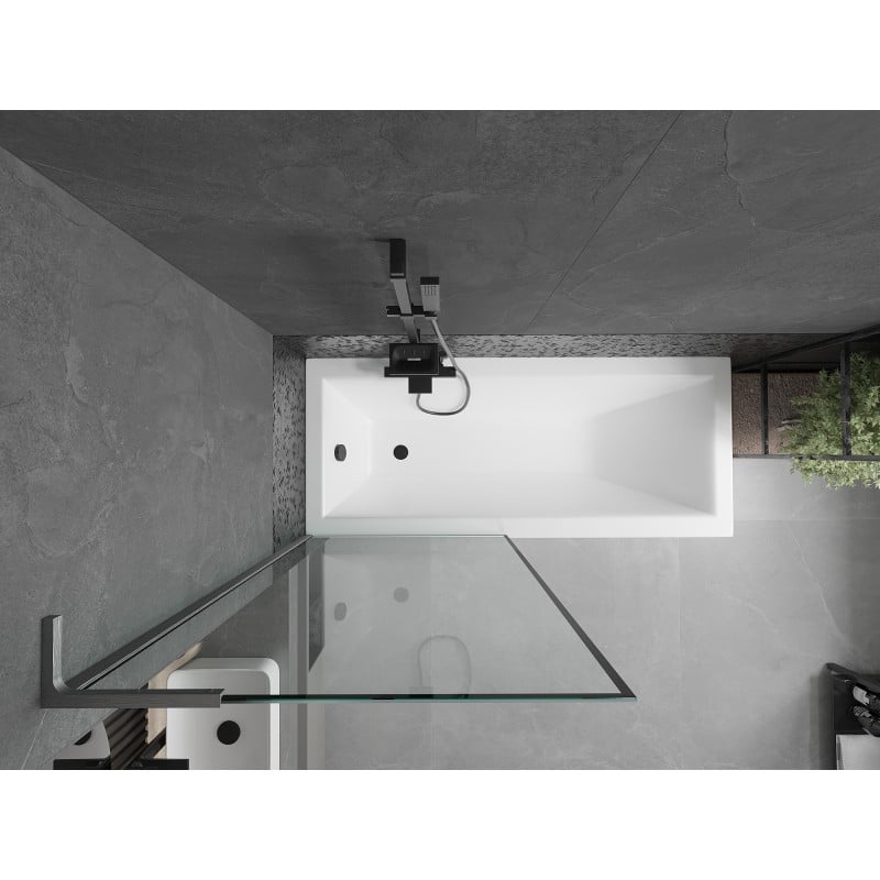Mexen Next L paroi de baignoire 1 volet 80 x 150 cm, cadre noir, gun gray brossé - 895-080-000-03-70-66