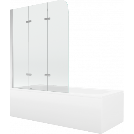 Mexen Vega baignoire rectangulaire 150 x 70 cm avec habillage et paroi 3 volets 120 cm, transparent, chrome - 550115070X9012030?