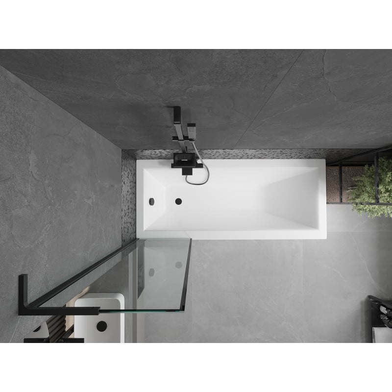 Mexen Next L pare-douche de baignoire 1 volet 50 x 150 cm, cadre noir, noir - 895-050-000-03-70-70