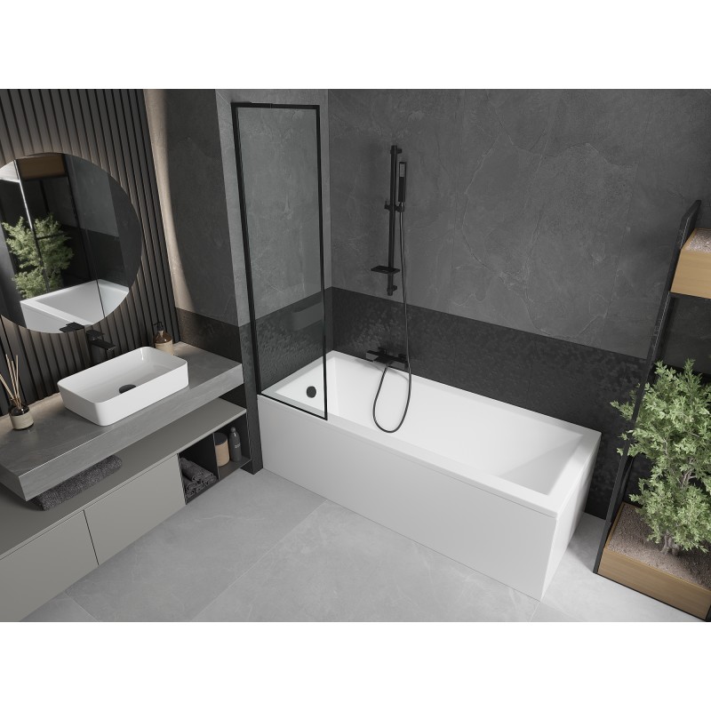 Mexen Next L pare-douche de baignoire 1 volet 50 x 150 cm, cadre noir, noir - 895-050-000-03-70-70