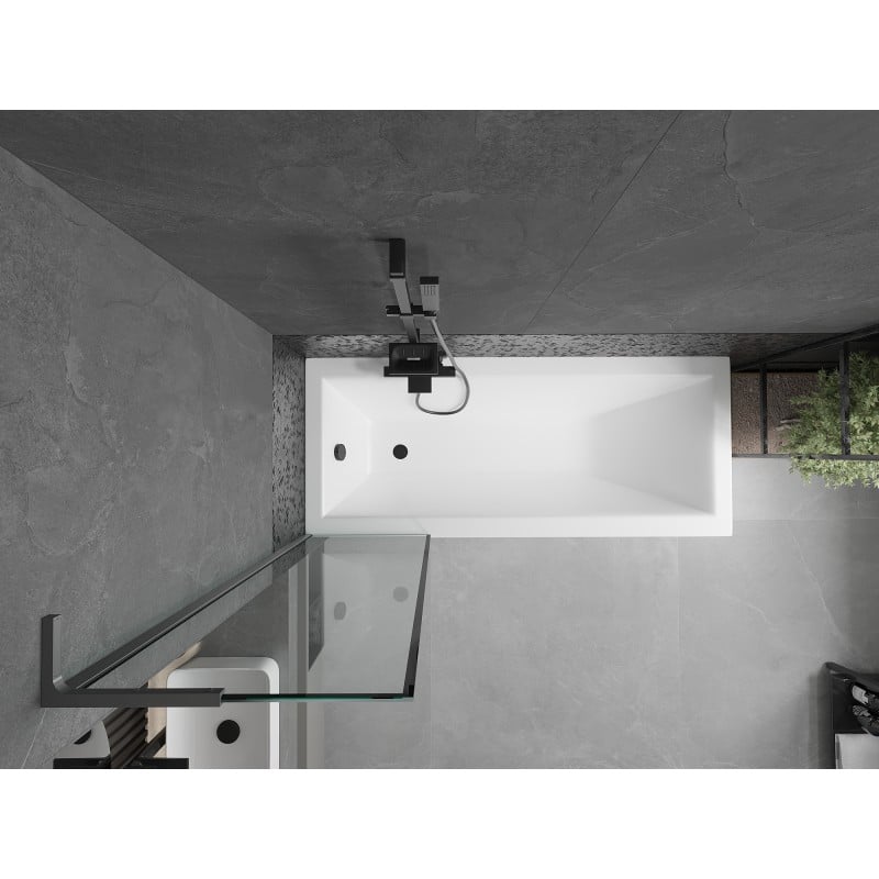 Mexen Next L paroi de baignoire 1-volet 50 x 150 cm, cadre noir, métal canon - 895-050-000-03-70-95