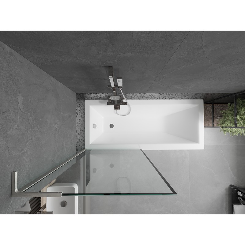 Mexen Next L paroi de douche à 1 battant 80 x 150 cm, cadre noir, nickel brossé - 895-080-000-03-70-97