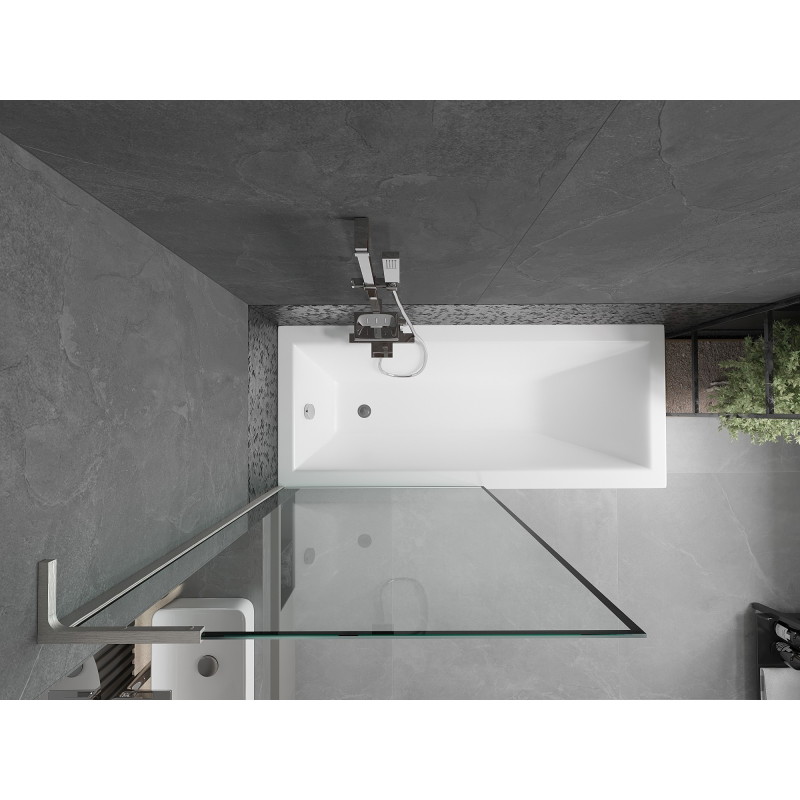 Mexen Next L paroi de baignoire à 1 volet 90 x 150 cm, cadre noir, nickel brossé - 895-090-000-03-70-97