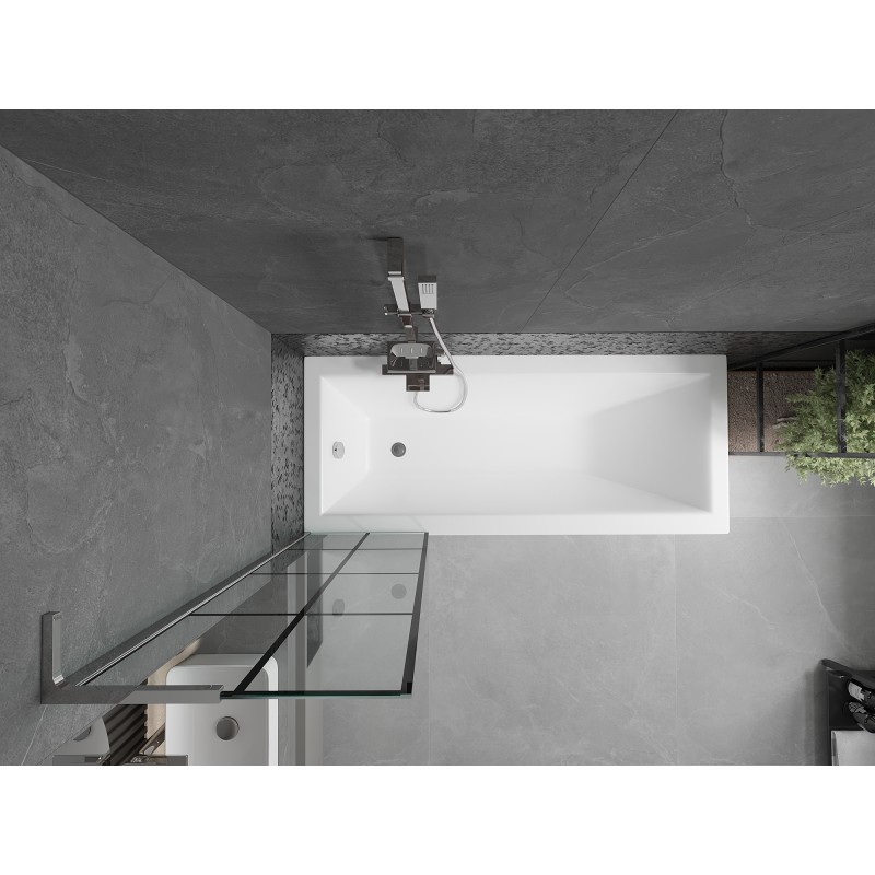 Mexen Next L paroi de baignoire 1 volet 50 x 150 cm, grille noire, chrome - 895-050-000-03-77-01