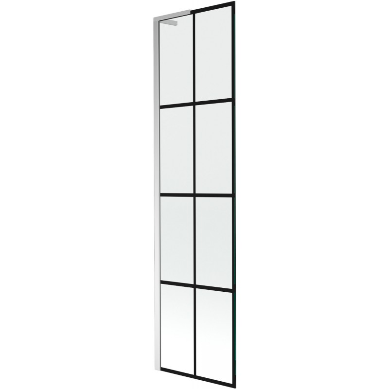 Mexen Next L paroi de baignoire 1 volet 50 x 150 cm, grille noire, chrome - 895-050-000-03-77-01
