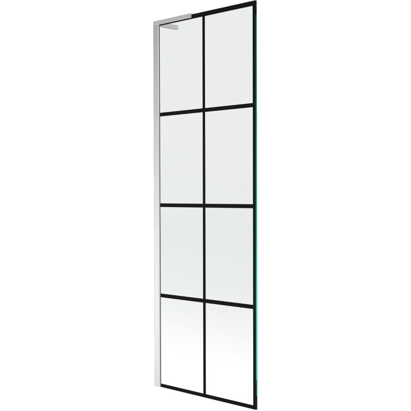 Mexen Next L paroi de douche à 1 volet 60 x 150 cm, grille noire, chrome - 895-060-000-03-77-01