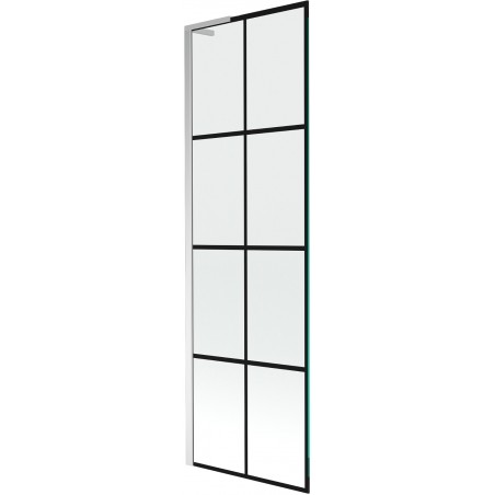 Mexen Next L paroi de douche à 1 volet 60 x 150 cm, grille noire, chrome - 895-060-000-03-77-01