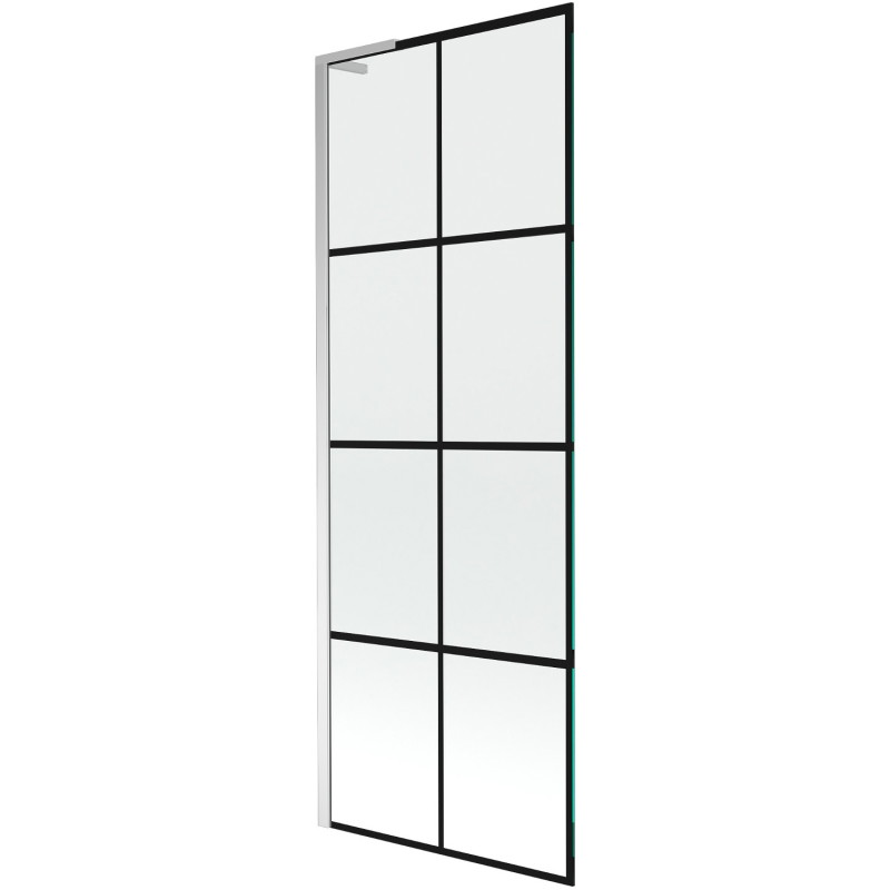 Mexen Next L paroi de baignoire 1 battant 70 x 150 cm, grille noire, chrome - 895-070-000-03-77-01