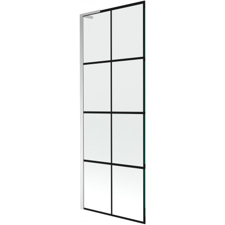 Mexen Next L paroi de baignoire 1 battant 70 x 150 cm, grille noire, chrome - 895-070-000-03-77-01