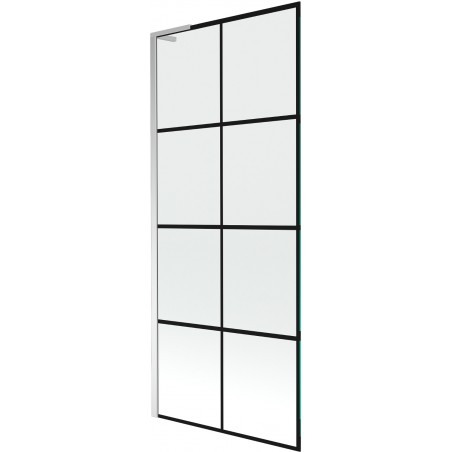 Mexen Next L paroi de baignoire 1 battant 80 x 150 cm, grille noire, chrome - 895-080-000-03-77-01