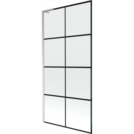 Mexen Next L paroi de baignoire 1-volet 90 x 150 cm, motif noir, chrome - 895-090-000-03-77-01