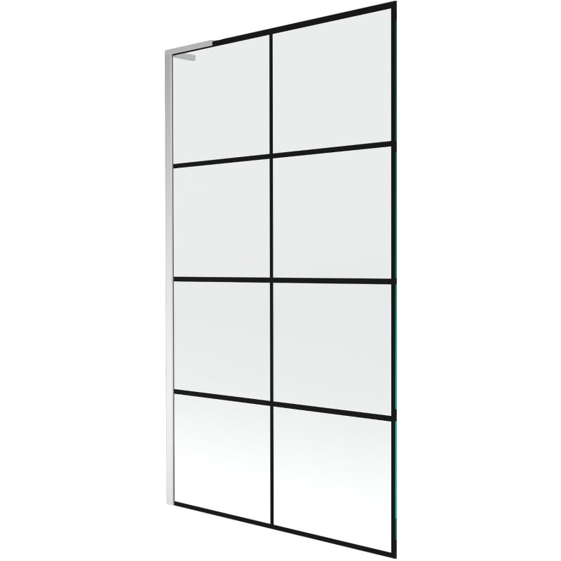 Mexen Next L paroi de baignoire à 1 vantail 100 x 150 cm, grille noire, chrome - 895-100-000-03-77-01