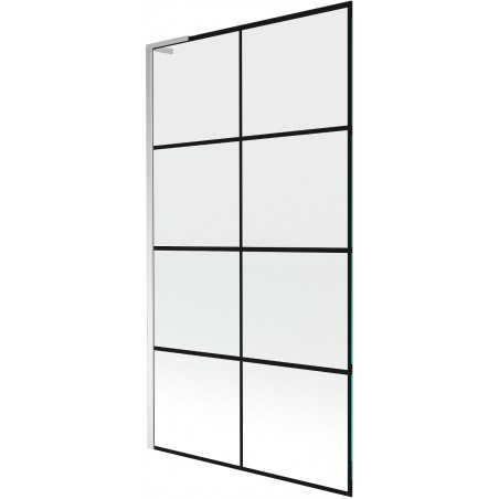 Mexen Next L paroi de baignoire à 1 vantail 100 x 150 cm, grille noire, chrome - 895-100-000-03-77-01
