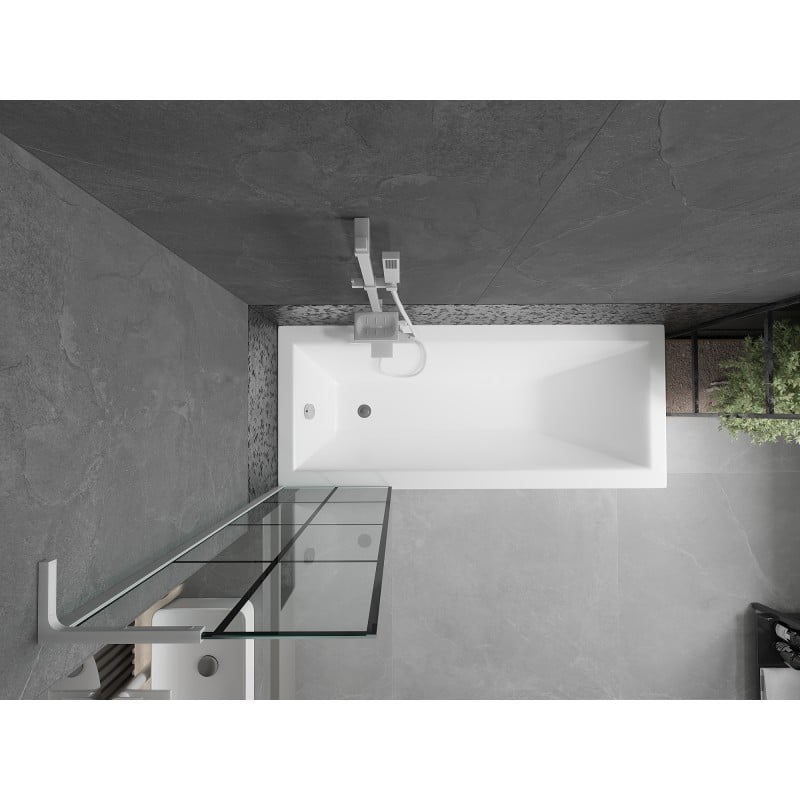 Mexen Next L paroi de douche à 1 volet 50 x 150 cm, grille noire, blanc - 895-050-000-03-77-20