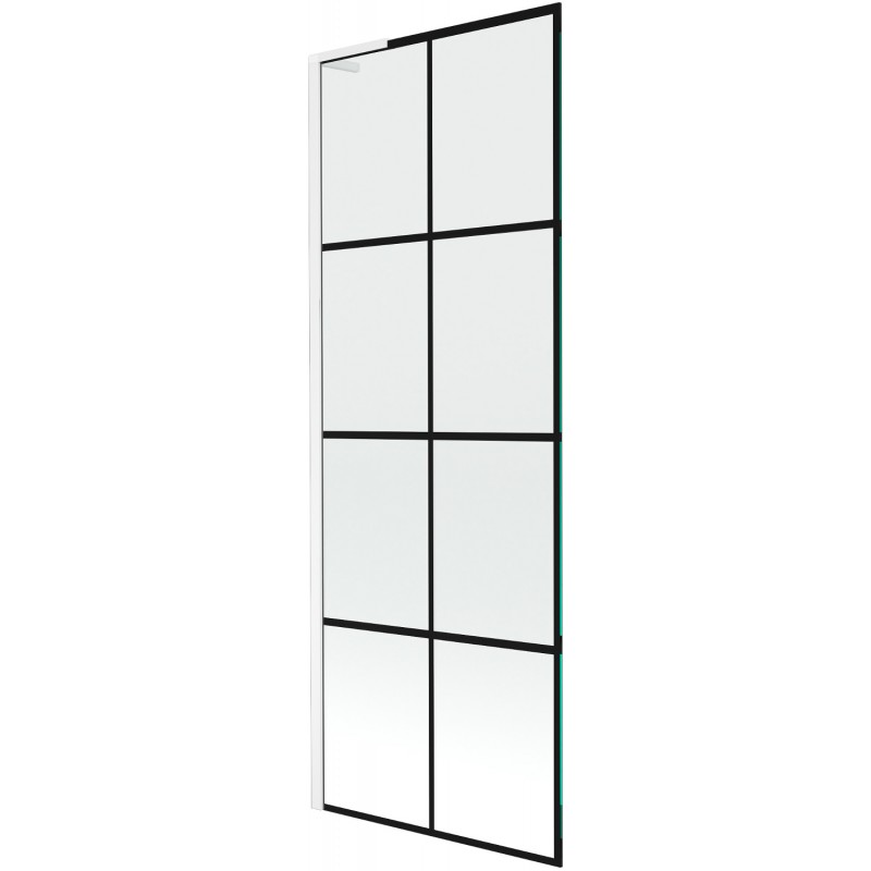 Mexen Next L paroi de baignoire à 1 vantail 70 x 150 cm, grille noire, blanc - 895-070-000-03-77-20