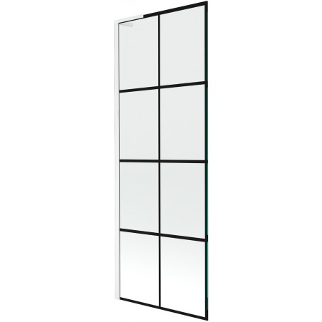 Mexen Next L paroi de baignoire à 1 vantail 70 x 150 cm, grille noire, blanc - 895-070-000-03-77-20