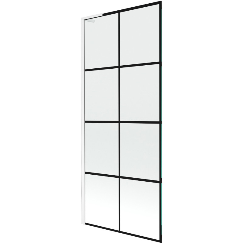 Mexen Next L paroi de baignoire 1 volet 80 x 150 cm, quadrillage noir, blanc - 895-080-000-03-77-20