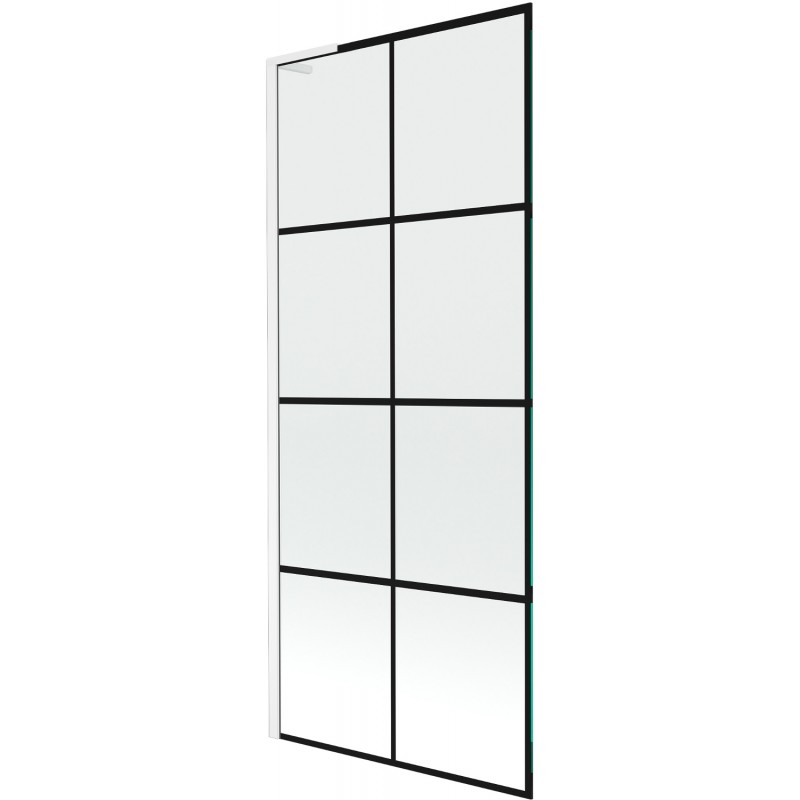 Paravent baignoire Mexen Next L 1-volet 80 x 150 cm, motif noir, blanc - 895-080-000-03-77-20