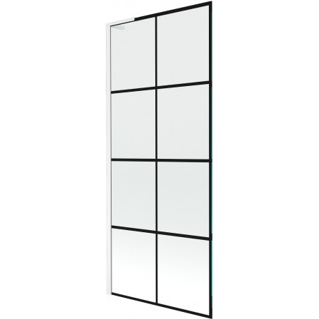 Mexen Next L paroi de baignoire 1 volet 80 x 150 cm, quadrillage noir, blanc - 895-080-000-03-77-20