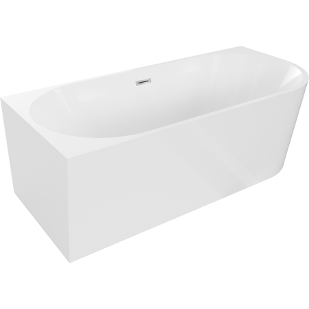 Baignoire Mexen Mia à angle gauche 150 x 75 cm, blanche, trop-plein chromé - 52691507500L-01
