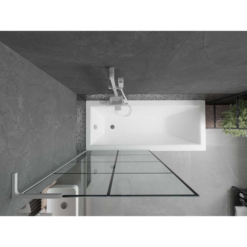 Mexen Next L pare-douche à une porte 90 x 150 cm, grille noire, blanc - 895-090-000-03-77-20
