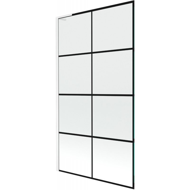 Mexen Next L paravent de baignoire à 1 volet 100 x 150 cm, grille noire, blanc - 895-100-000-03-77-20