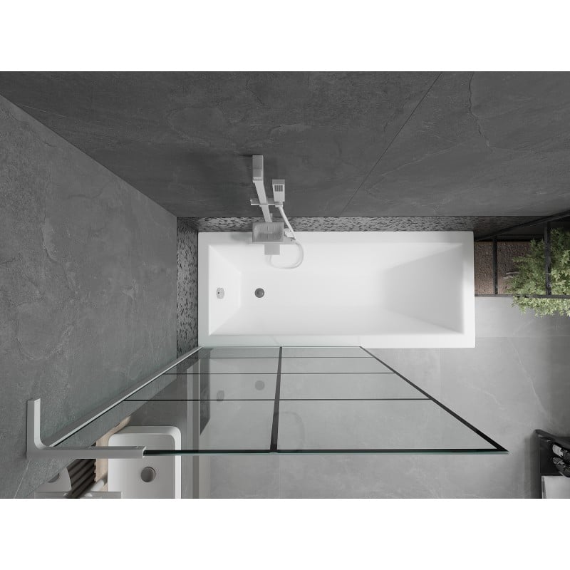 Mexen Next L paravent de baignoire à 1 volet 100 x 150 cm, grille noire, blanc - 895-100-000-03-77-20