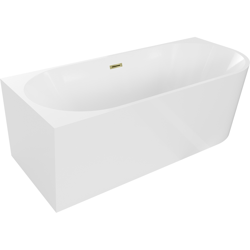 Baignoire Mexen Mia asymétrique gauche 150 x 75 cm, blanche, évacuation dorée - 52691507500L-50