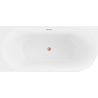 Mexen Mia baignoire autoportante d'angle gauche 150 x 75 cm, blanche, trop-plein en cuivre brossé - 52691507500L-65