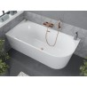 Mexen Mia baignoire autoportante d'angle gauche 150 x 75 cm, blanche, trop-plein en cuivre brossé - 52691507500L-65
