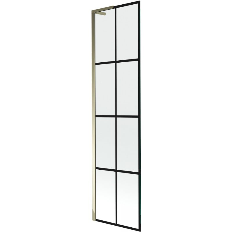 Mexen Next L pare-baignoire à 1 volet 50 x 150 cm, grille noire, doré - 895-050-000-03-77-50