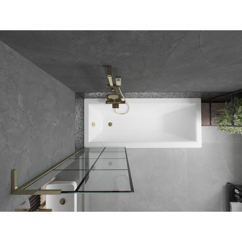 Mexen Next L paroi de baignoire 1 volet 60 x 150 cm, grille noire, doré - 895-060-000-03-77-50