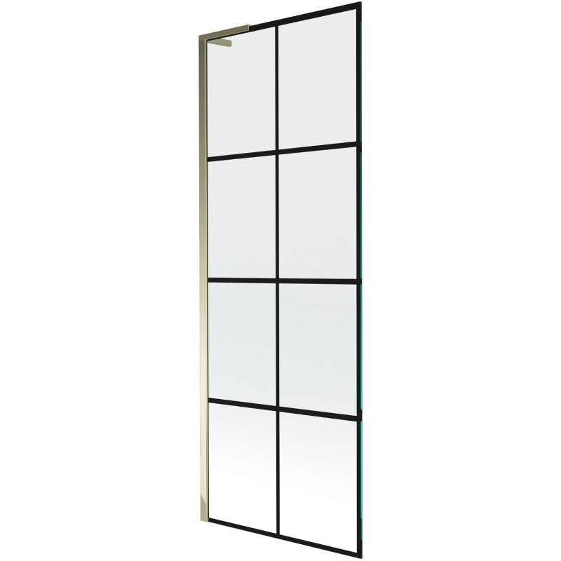 Mexen Next L paroi de baignoire 1 volet 70 x 150 cm, grille noire, doré - 895-070-000-03-77-50