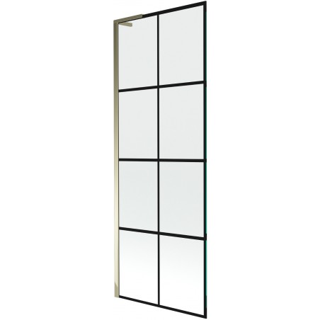Mexen Next L paroi de baignoire 1 volet 70 x 150 cm, grille noire, doré - 895-070-000-03-77-50