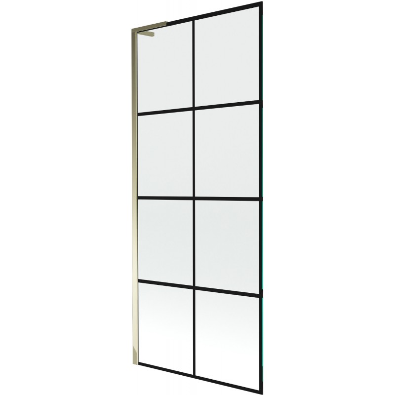 Mexen Next L paroi de baignoire à 1 volet 80 x 150 cm, grille noire, dorée - 895-080-000-03-77-50