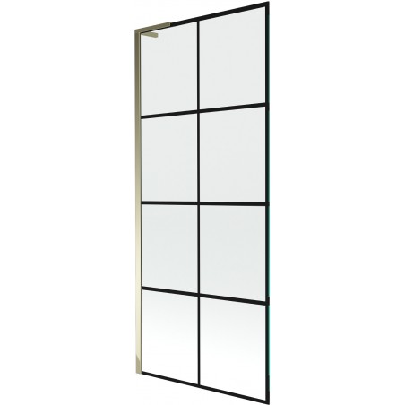 Mexen Next L paroi de baignoire à 1 volet 80 x 150 cm, grille noire, dorée - 895-080-000-03-77-50