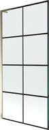 Mexen Next L paroi de baignoire à 1 battant 90 x 150 cm, grille noire, doré - 895-090-000-03-77-50