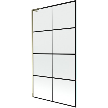 Mexen Next L paroi de baignoire à 1 volet 100 x 150 cm, grille noire, or - 895-100-000-03-77-50