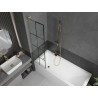 Mexen Next L paravent de baignoire à 1 vantail 50 x 150 cm, grille noire, or brossé - 895-050-000-03-77-55