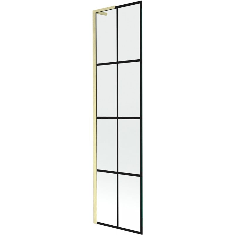 Mexen Next L paravent de baignoire à 1 vantail 50 x 150 cm, grille noire, or brossé - 895-050-000-03-77-55