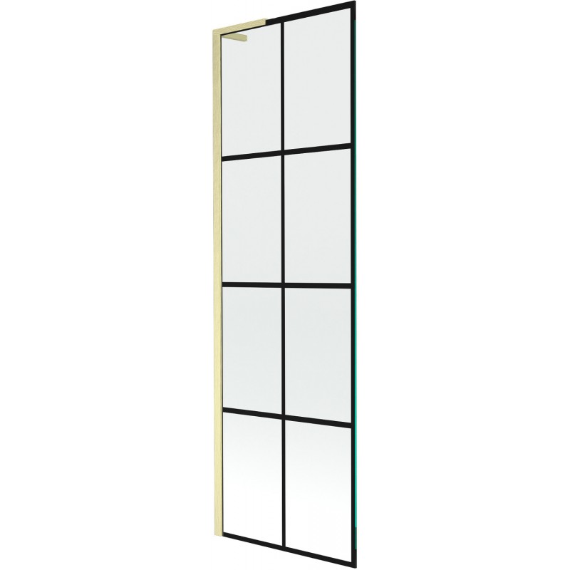 Mexen Next L paravent de baignoire à 1 aile 60 x 150 cm, grille noire, or brossé - 895-060-000-03-77-55