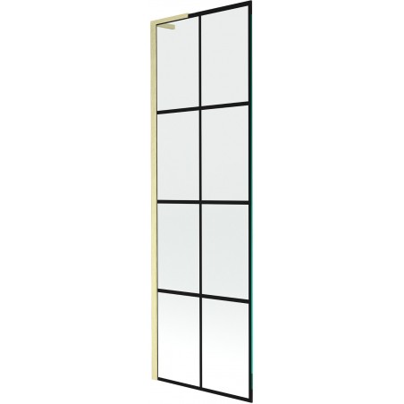 Mexen Next L paravent de baignoire à 1 aile 60 x 150 cm, grille noire, or brossé - 895-060-000-03-77-55