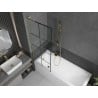 Mexen Next L paroi de baignoire à 1 volet 70 x 150 cm, grille noire, doré brossé - 895-070-000-03-77-55